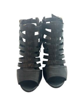 Audrey Brooke Black Cage Heels – Bold & Sophisticated - Size 8